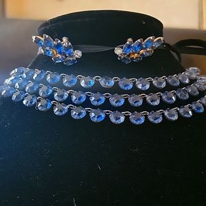 Gorgeous,cobalt blue, faux necklace, bracelet, earring set.